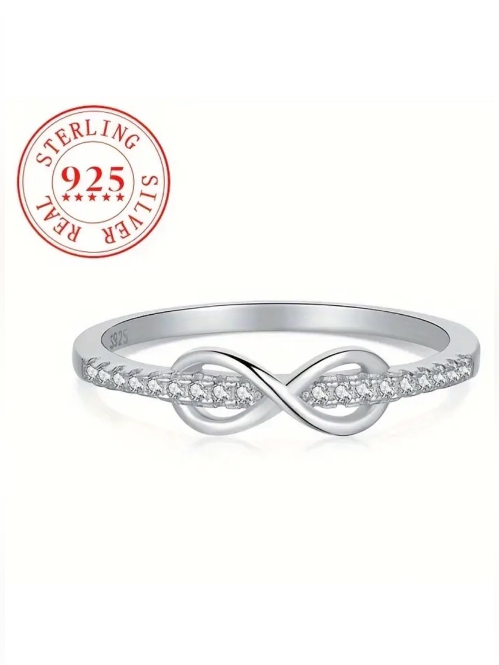 Sterling Silver Infinity Pavé Ring - 925 Silver